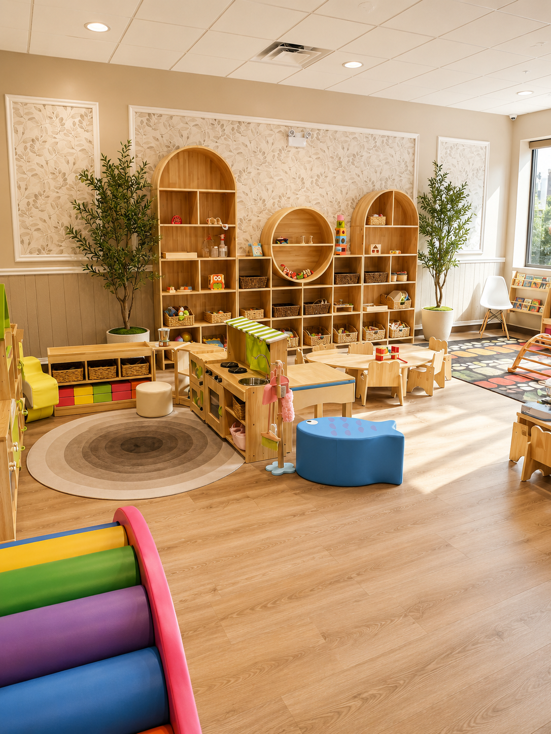 Wide view of the toddler classroom at L&L Academy Bucktown with child-sized furniture and accessible learning materials